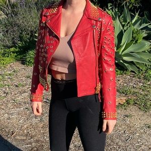 Moschino Vintage Red Leather Jacket